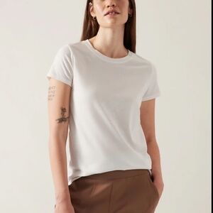 Women's T-shirt, Athleta, Organic Daily Crew Tee, White, Size XXS